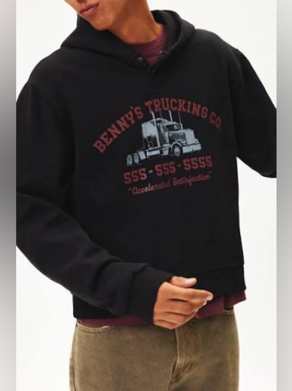 BDG Bonfire Graphic Print Cropped Hoodie Sweatshirt Size Small